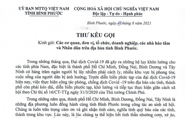 thư kêu gọi1