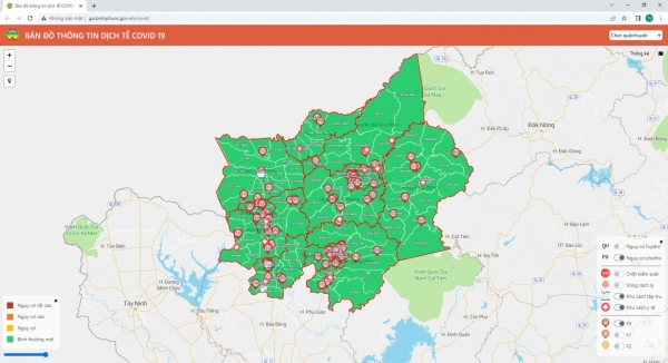 Phân loại cấp độ dịch COVID-19 trên địa bàn tỉnh Bình Phước