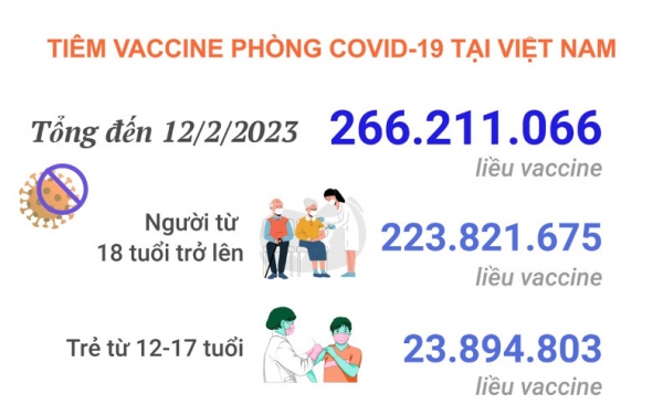 Tình hình tiêm vaccine phòng COVID-19 tại Việt Nam tính đến hết ngày 12/2/2023